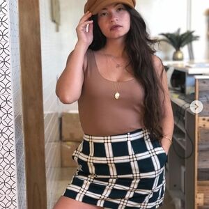 VALIJA Plaid Teal and white mini skirt. Size XS